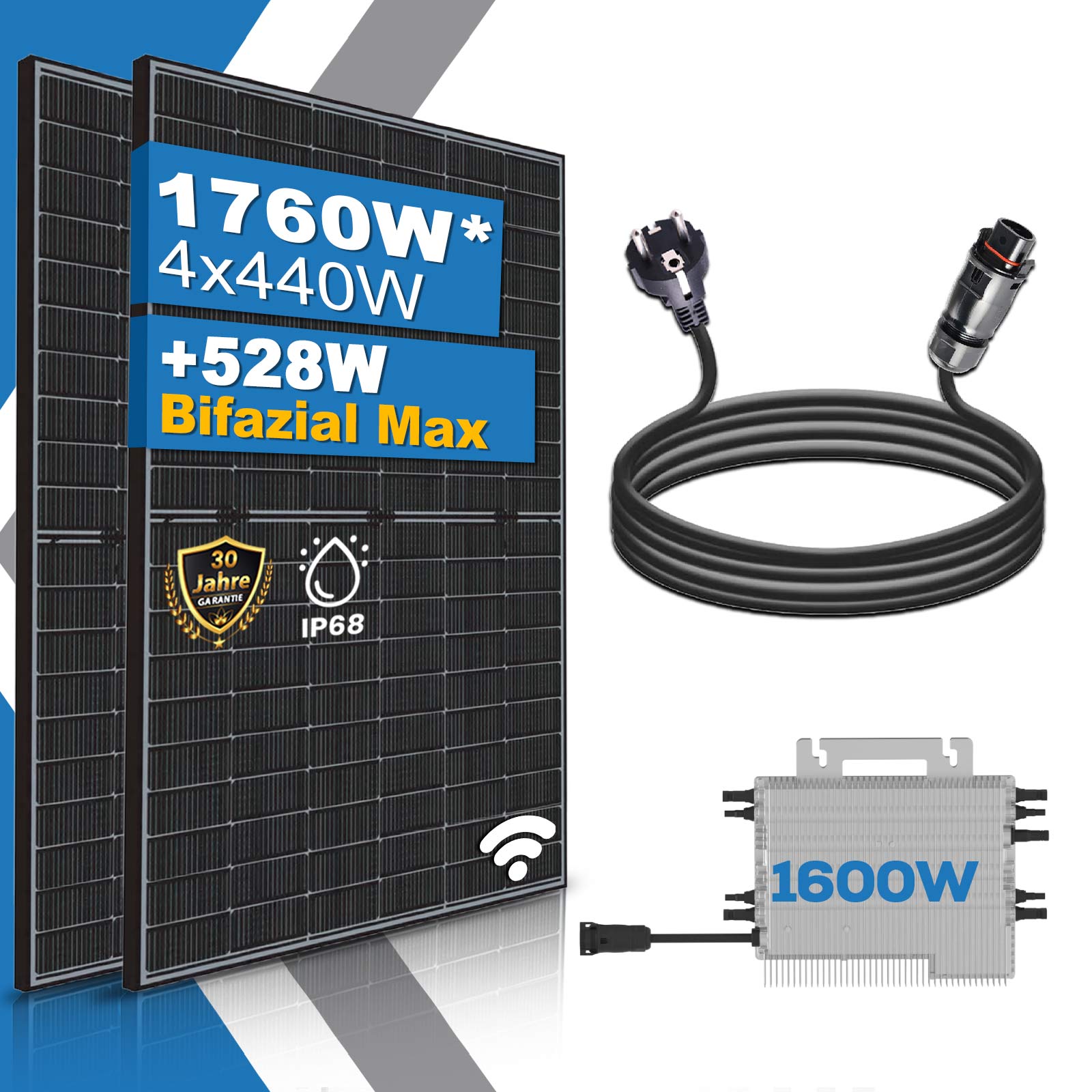 380 Watt Balkonkraftwerk Photovoltaik Solaranlage Steckerfertig WIFI Smart