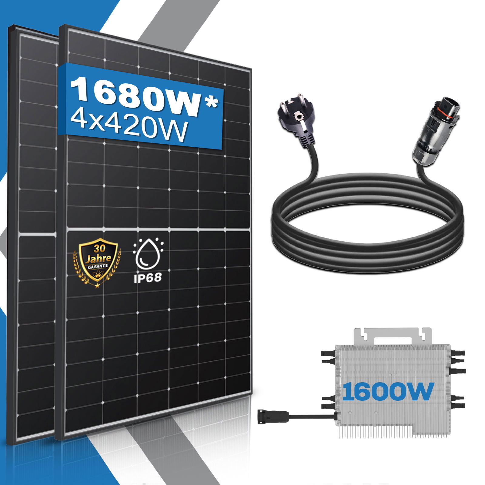 380 Watt Balkonkraftwerk Photovoltaik Solaranlage Steckerfertig WIFI Smart